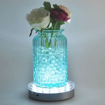 Glass Vases Decoration for wedding centerpieces Battery Operated Crystal Led Light Base