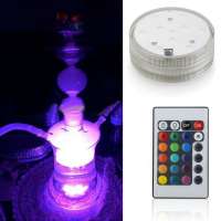 Wholesale 3AAA Battery Operated 7CM Diameter Round Multi colors SMD LED Light Base for Smoking Hookah Shisha Lighting