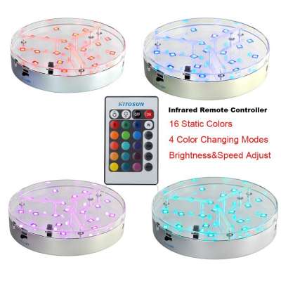 Kitosun 6inch LED Shisha Hookah Light Base Coaster with Remote Controller 3AA Batteries Operated Multi-colors