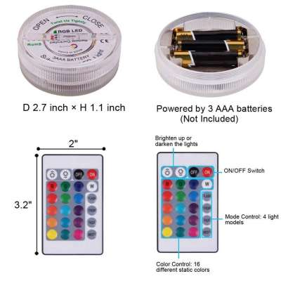 3AAA Batteries Operated Remote control Hookah Led Light Base