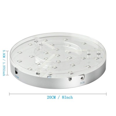 Rechargeable Lithium Battery Operated Round Base Mirror Center Plastic Wedding Home Party LED Decorative Lights 8 Inch